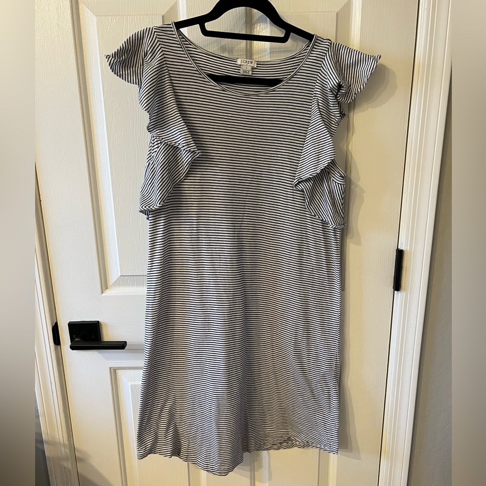 J. Crew Black and white striped sleeveless dress.